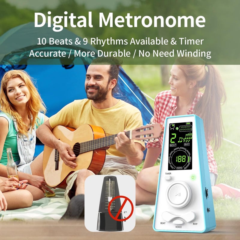 Moreup Electronic Digital Metronome for Musicians Piano Guitar Violin Instrument Volume & Beat Speed Adjustable Universal(Blue) - Image 2